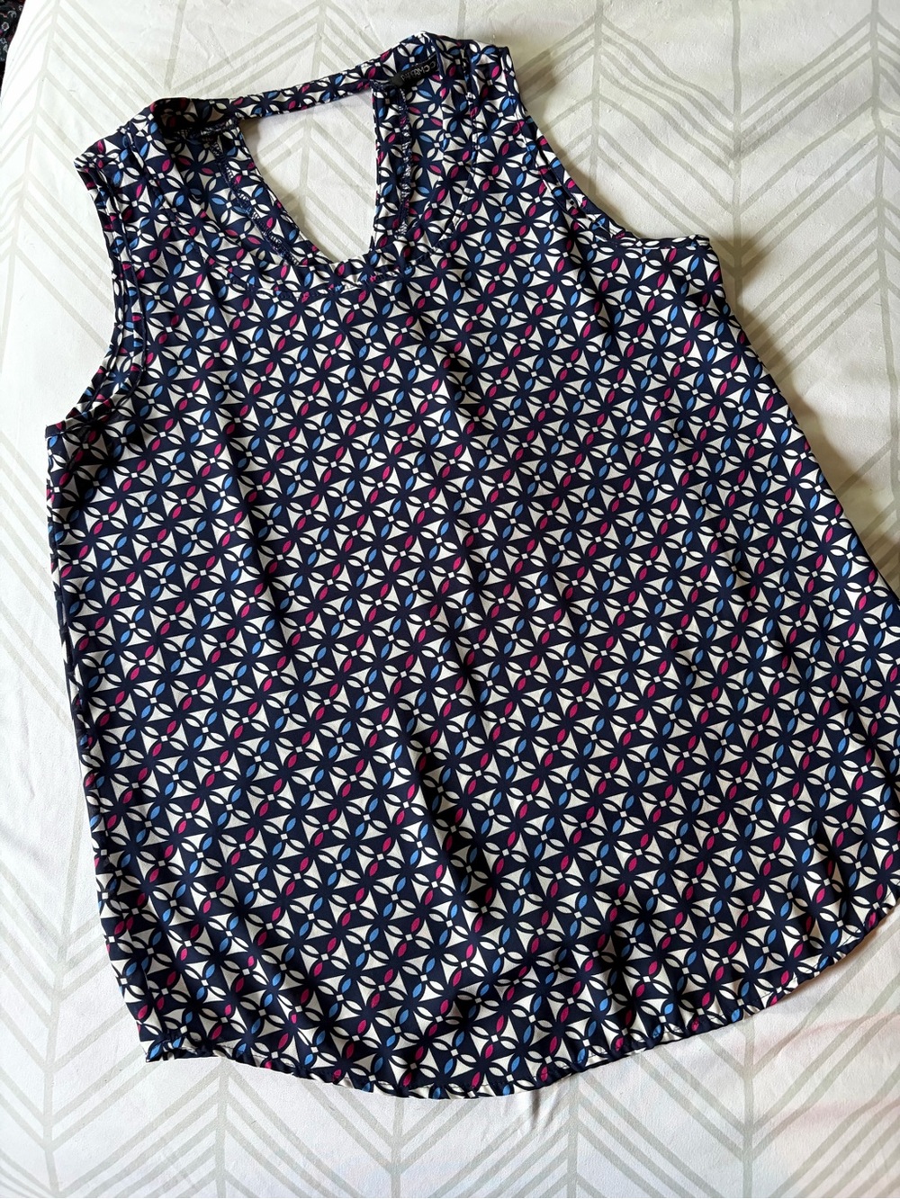 Papermoon Navy Geometric Tank with Pink and White Accents
